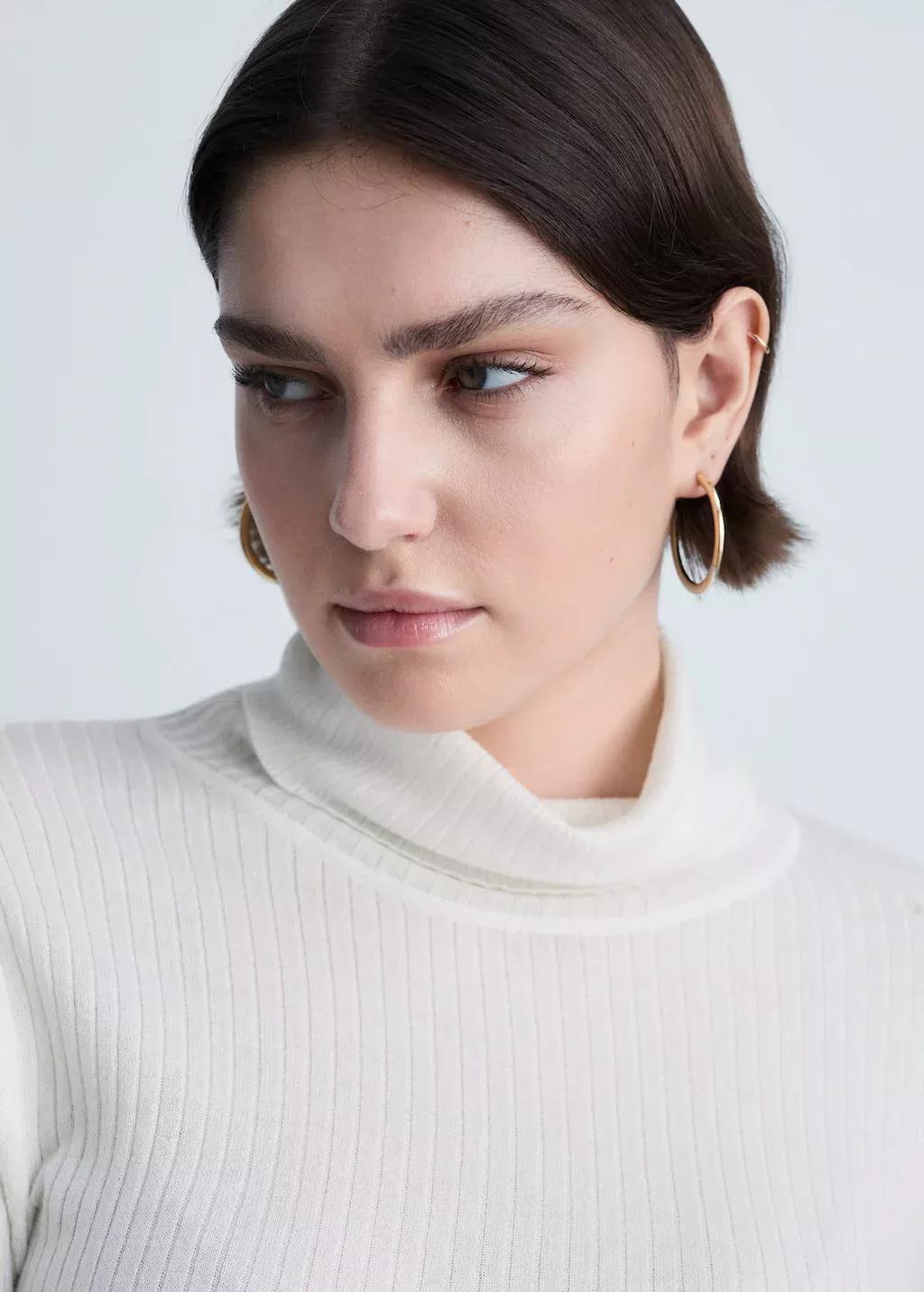 Beige Wool Blend Turtleneck Sweater, , large image number 7