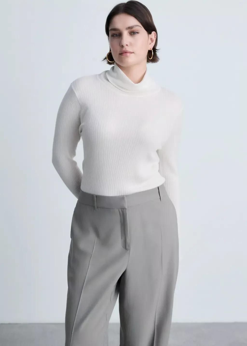 Beige Wool Blend Turtleneck Sweater, , large image number 8