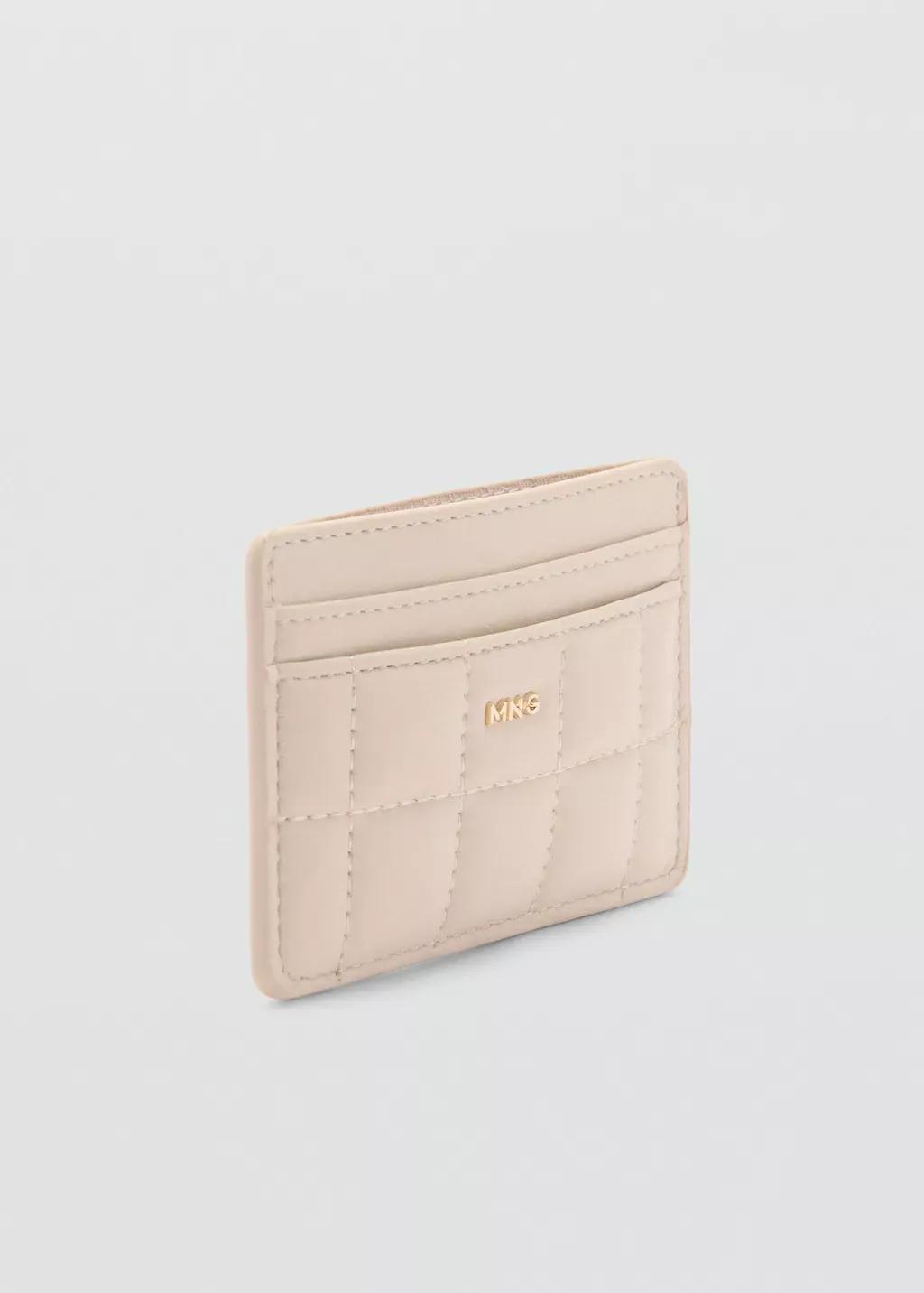 White Leather Effect Padded Card Holder, Natural White, large image number 0