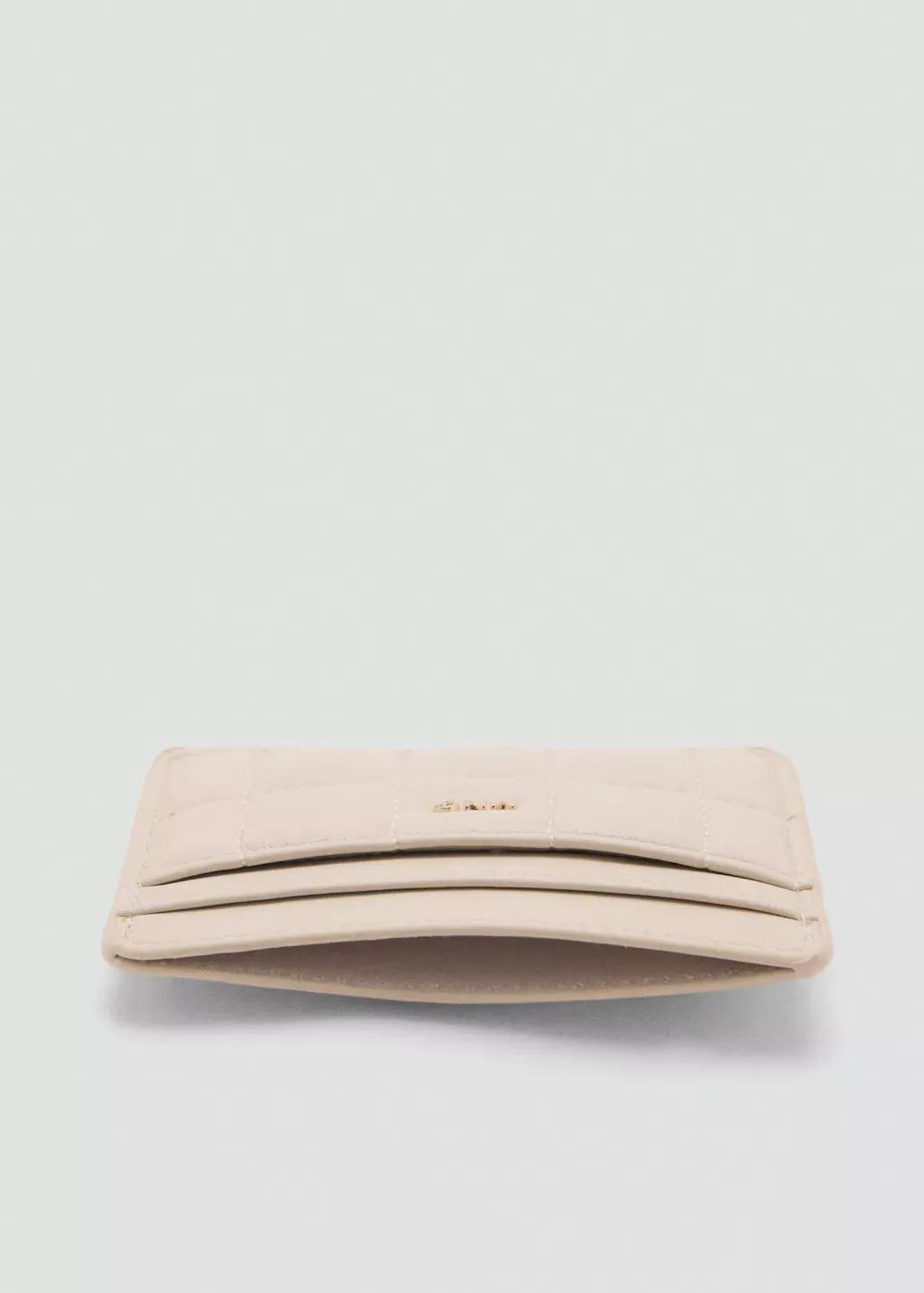 White Leather Effect Padded Card Holder, Natural White, large image number 1