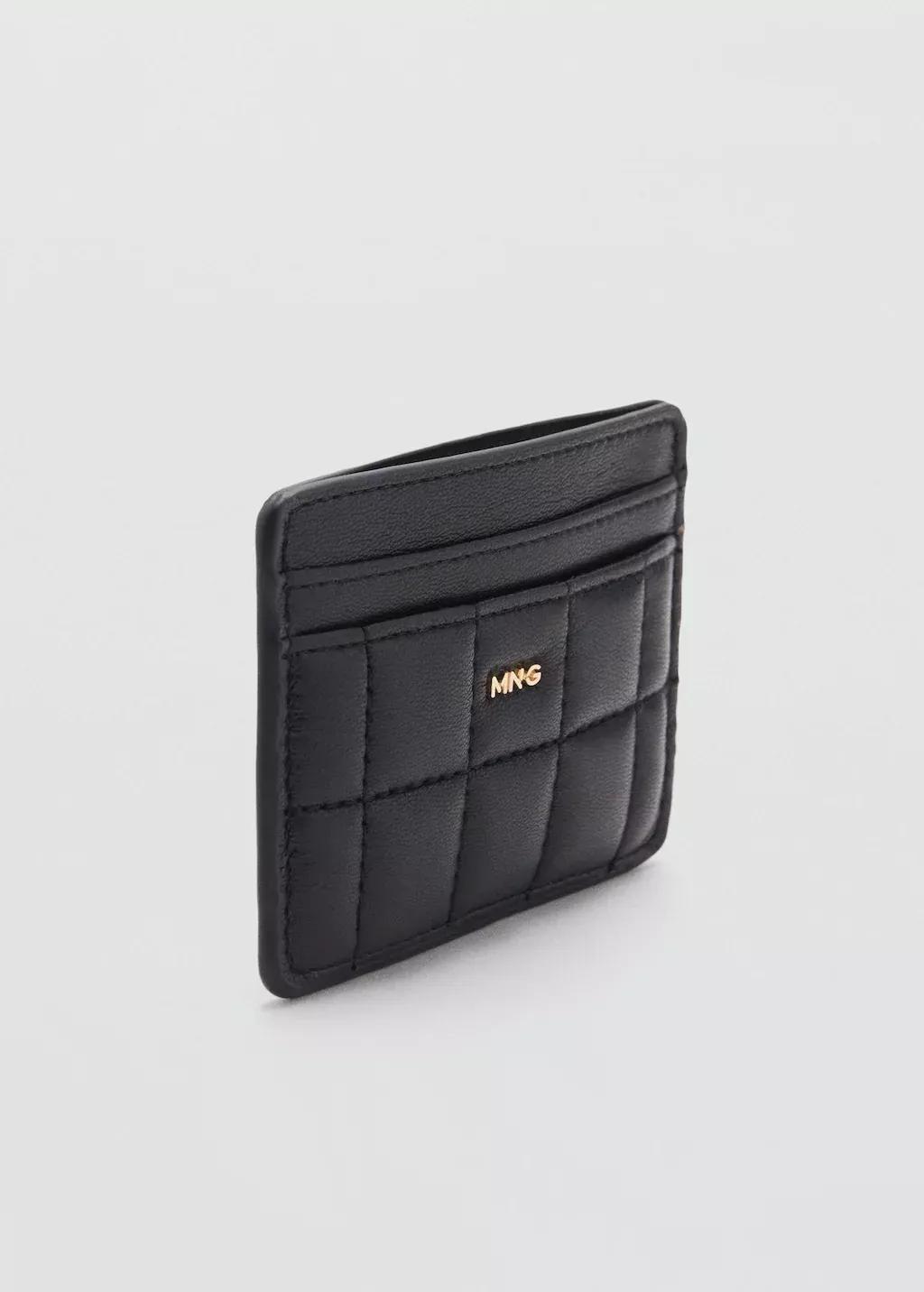 Black Leather Effect Padded Card Holder, Black, large image number 0
