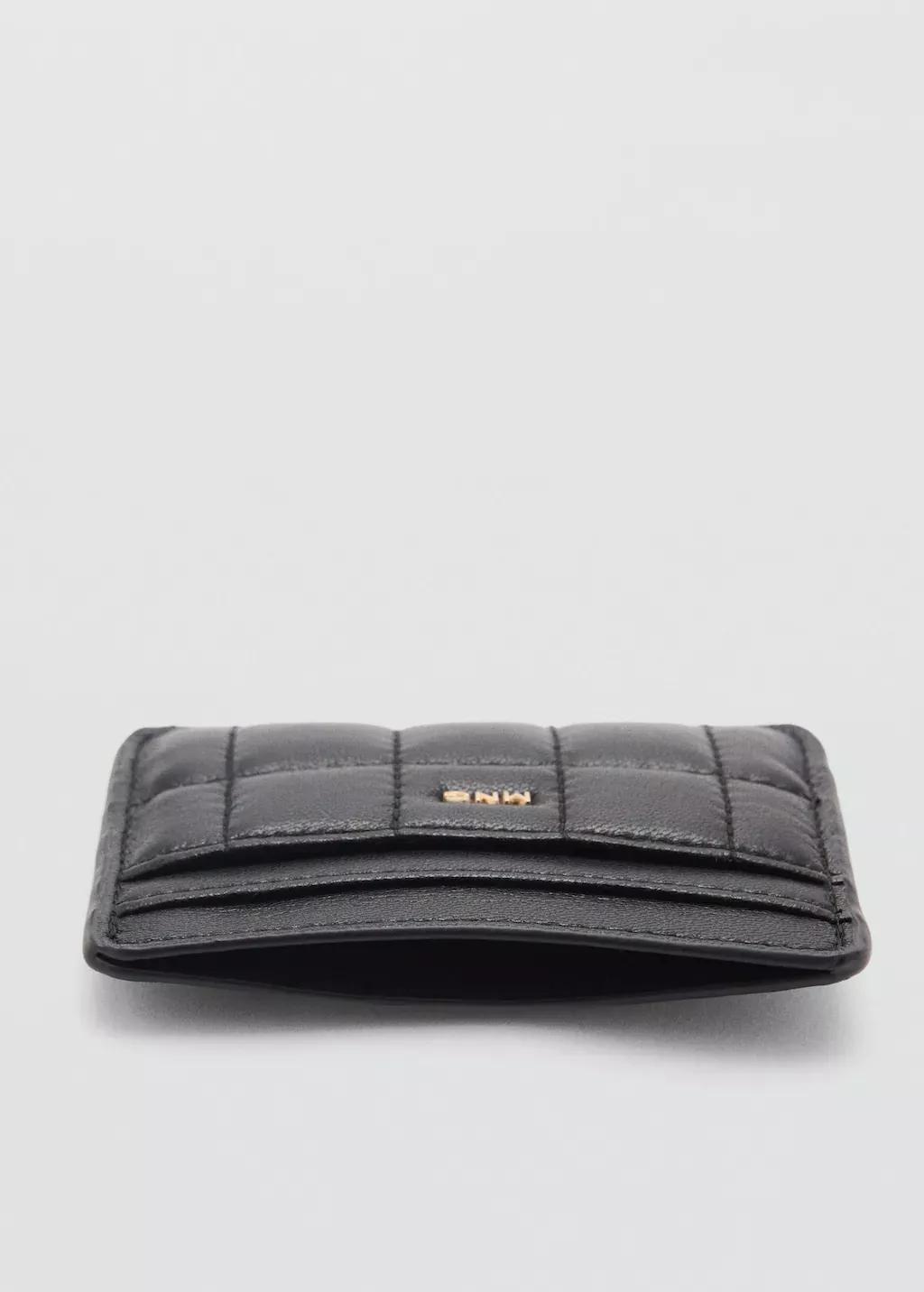 Black Leather Effect Padded Card Holder, Black, large image number 1