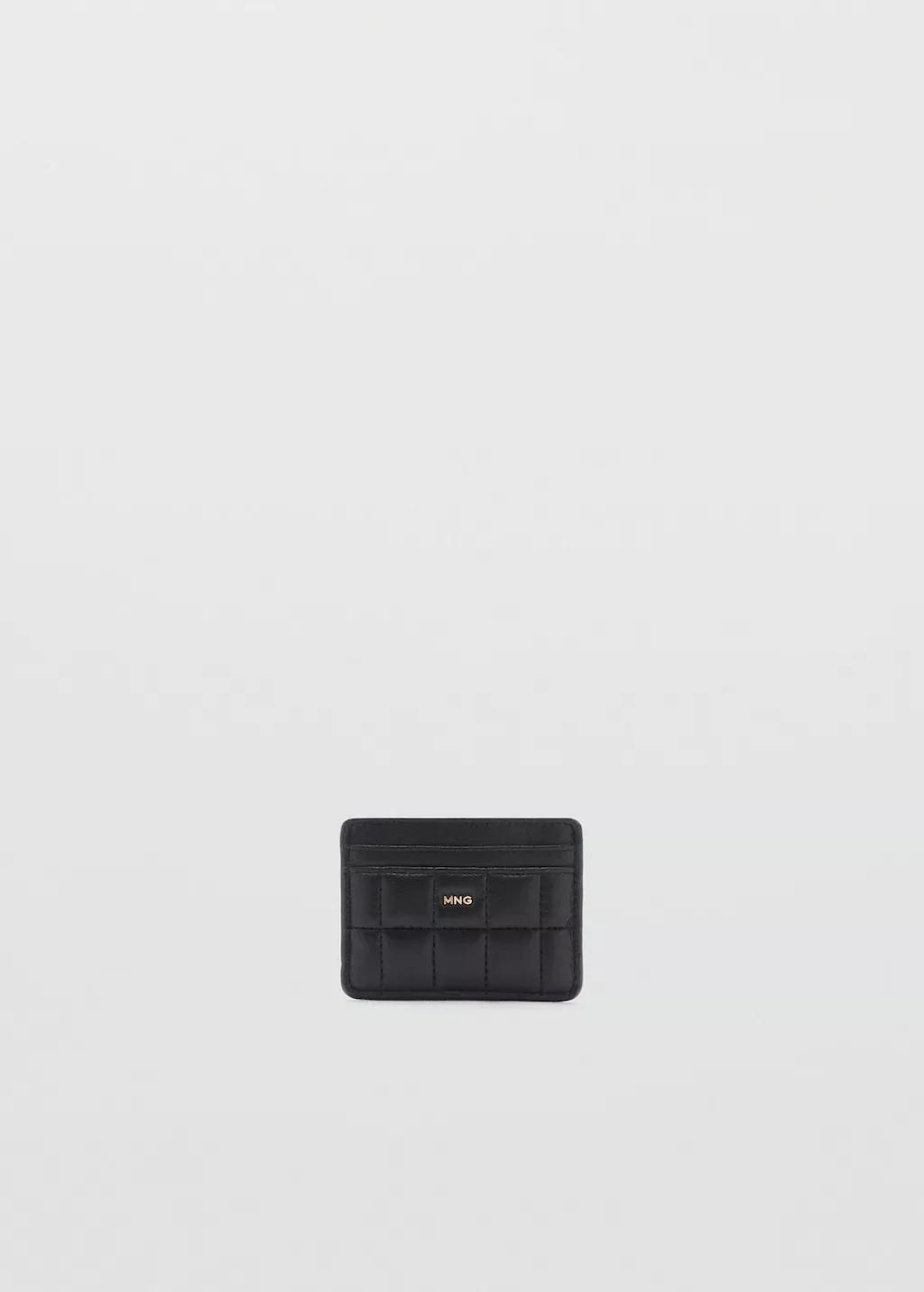 Black Leather Effect Padded Card Holder, Black, large image number 4