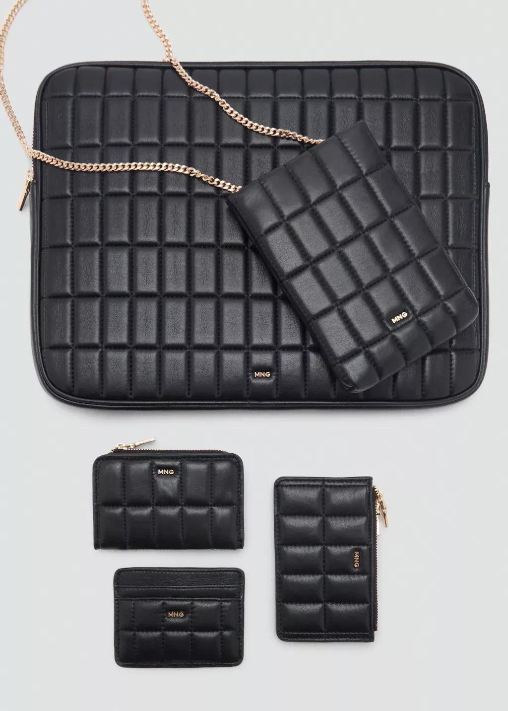 Black Leather Effect Padded Card Holder, Black, large image number 5