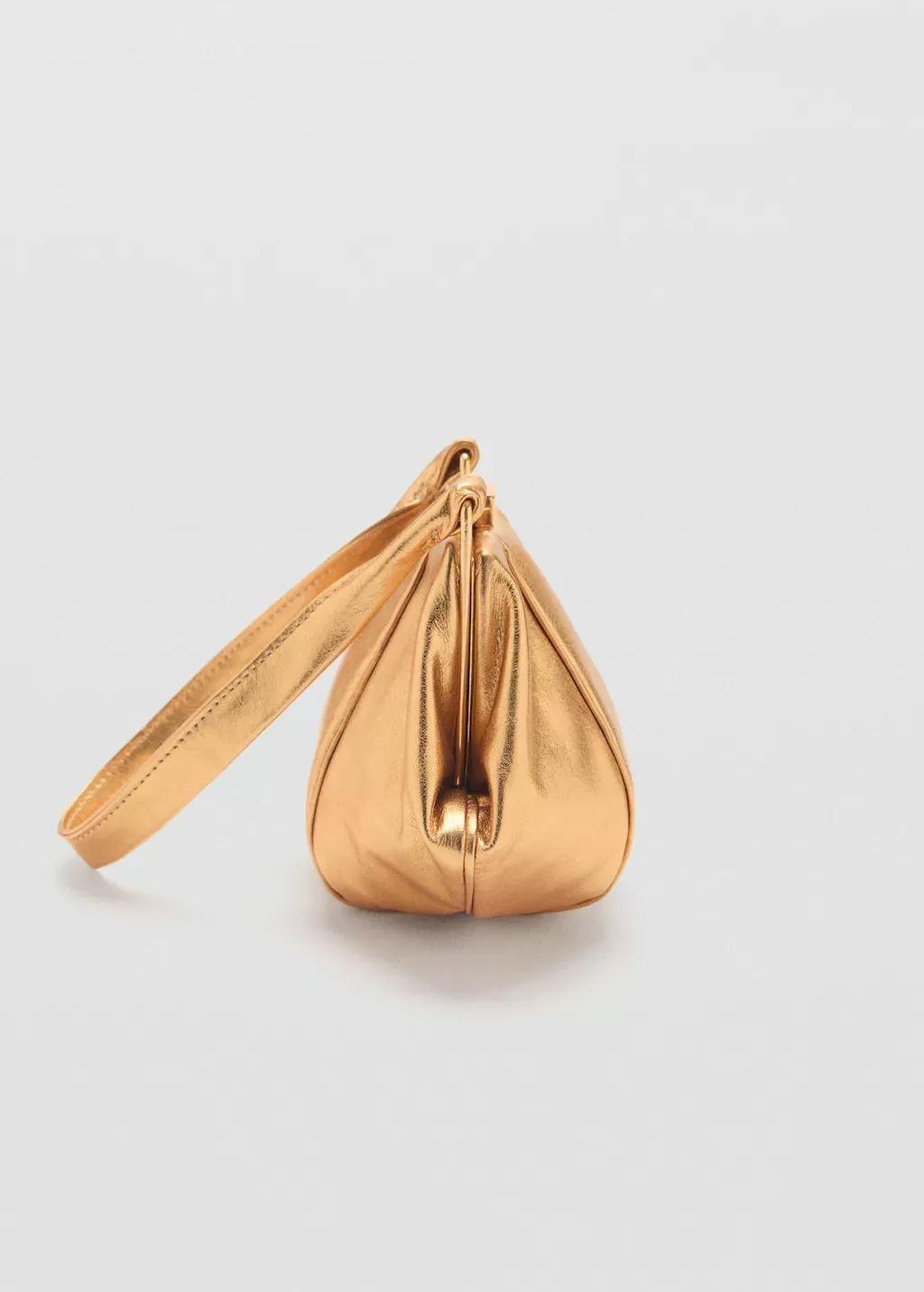 Gold 100% Metallic Leather Bag, Gold, large image number 1