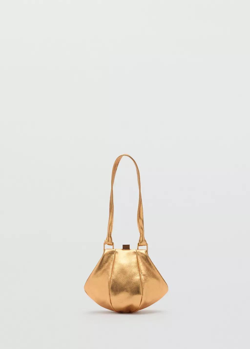 Gold 100% Metallic Leather Bag, Gold, large image number 4