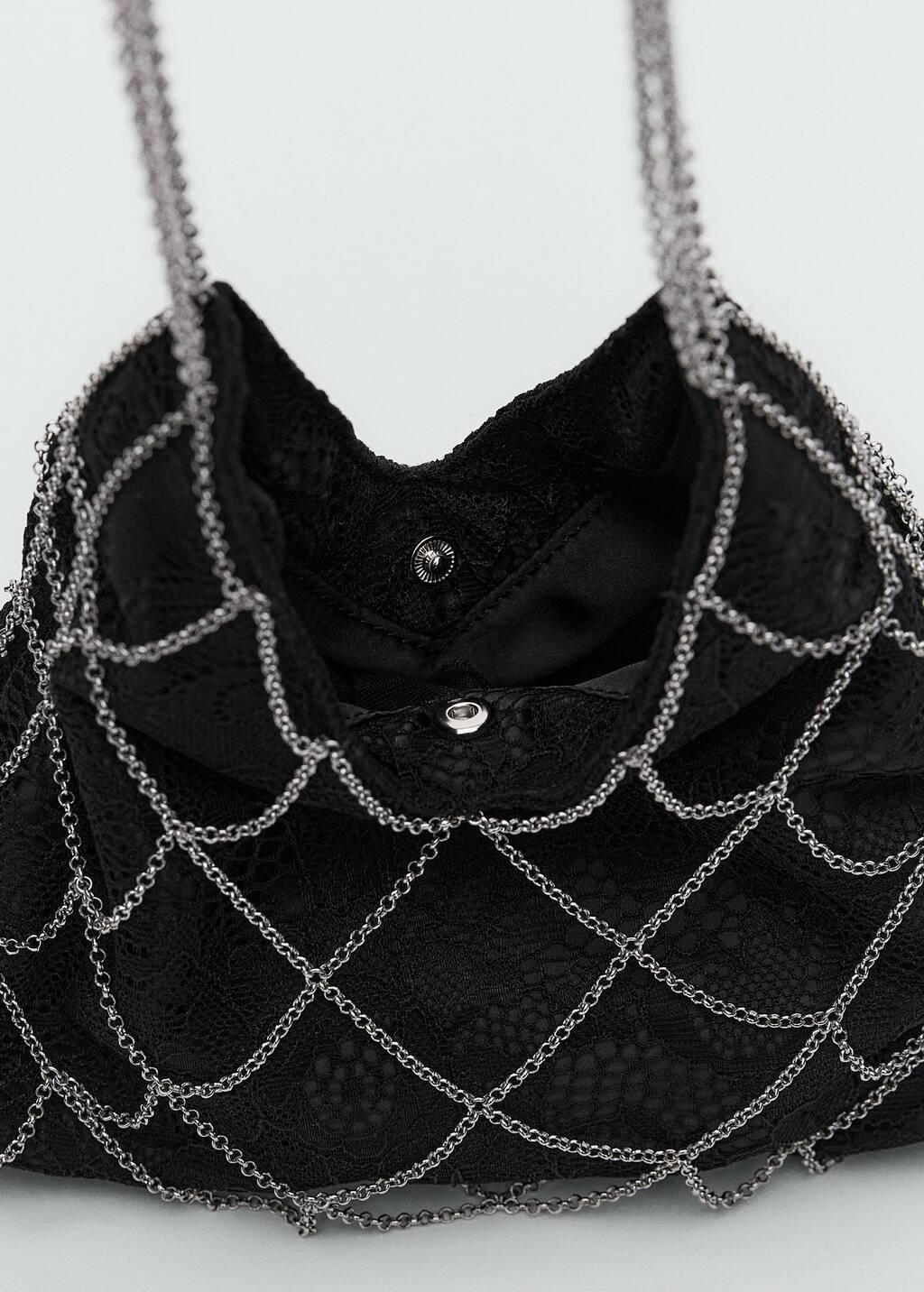 black Embellishment Chain Strap bag, 0201_99, large image number 5