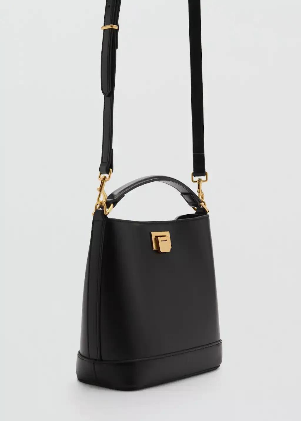 Black Mini Shopper Bag With Metallic Detail, 0201_99, large image number 0