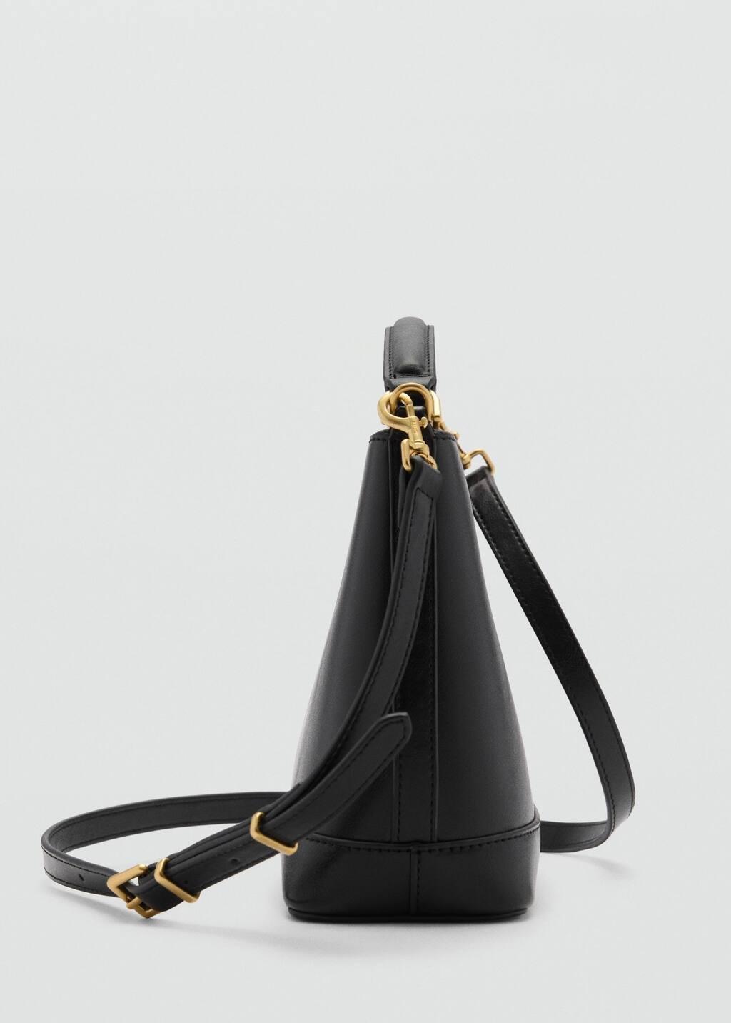 Black Mini Shopper Bag With Metallic Detail, 0201_99, large image number 1