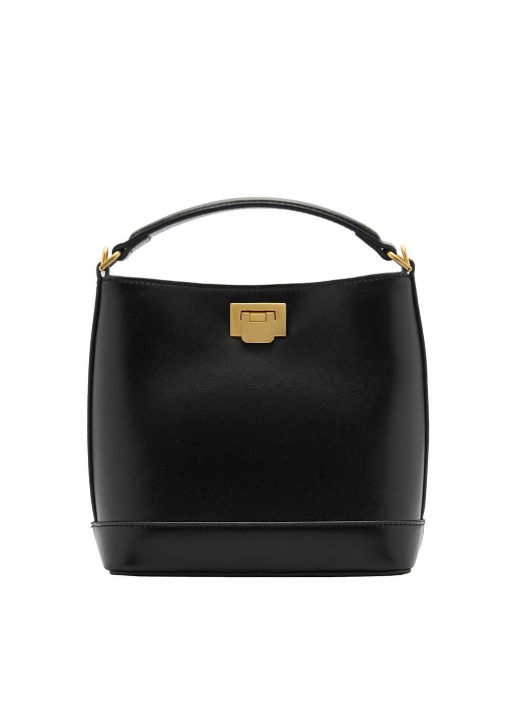 Black Mini Shopper Bag With Metallic Detail, 0201_99, large image number 3
