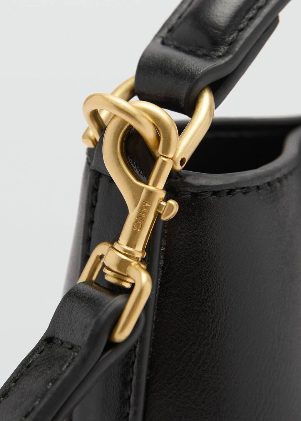 Black Mini Shopper Bag With Metallic Detail, 0201_99, large image number 4