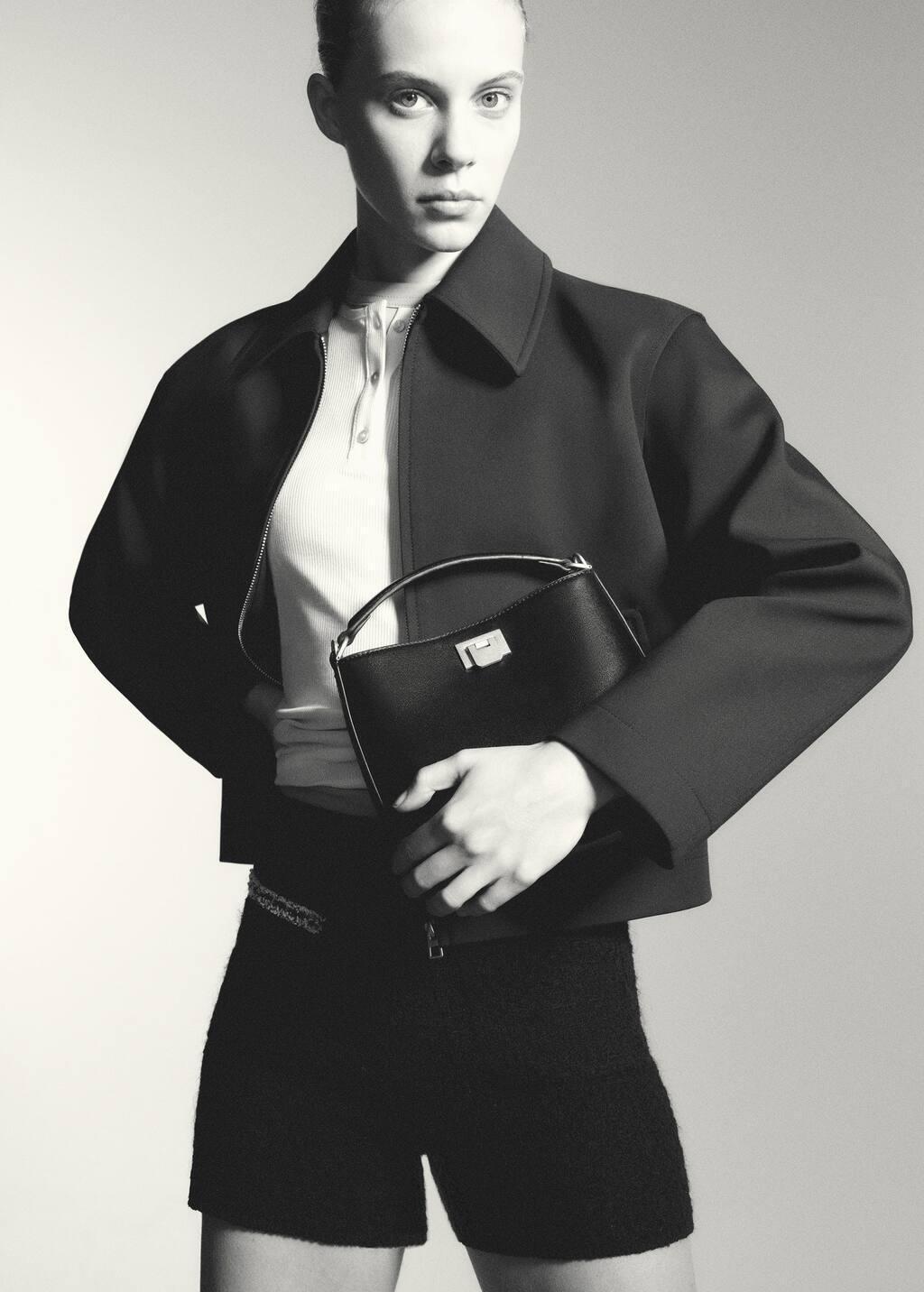 Black Mini Shopper Bag With Metallic Detail, 0201_99, large image number 7