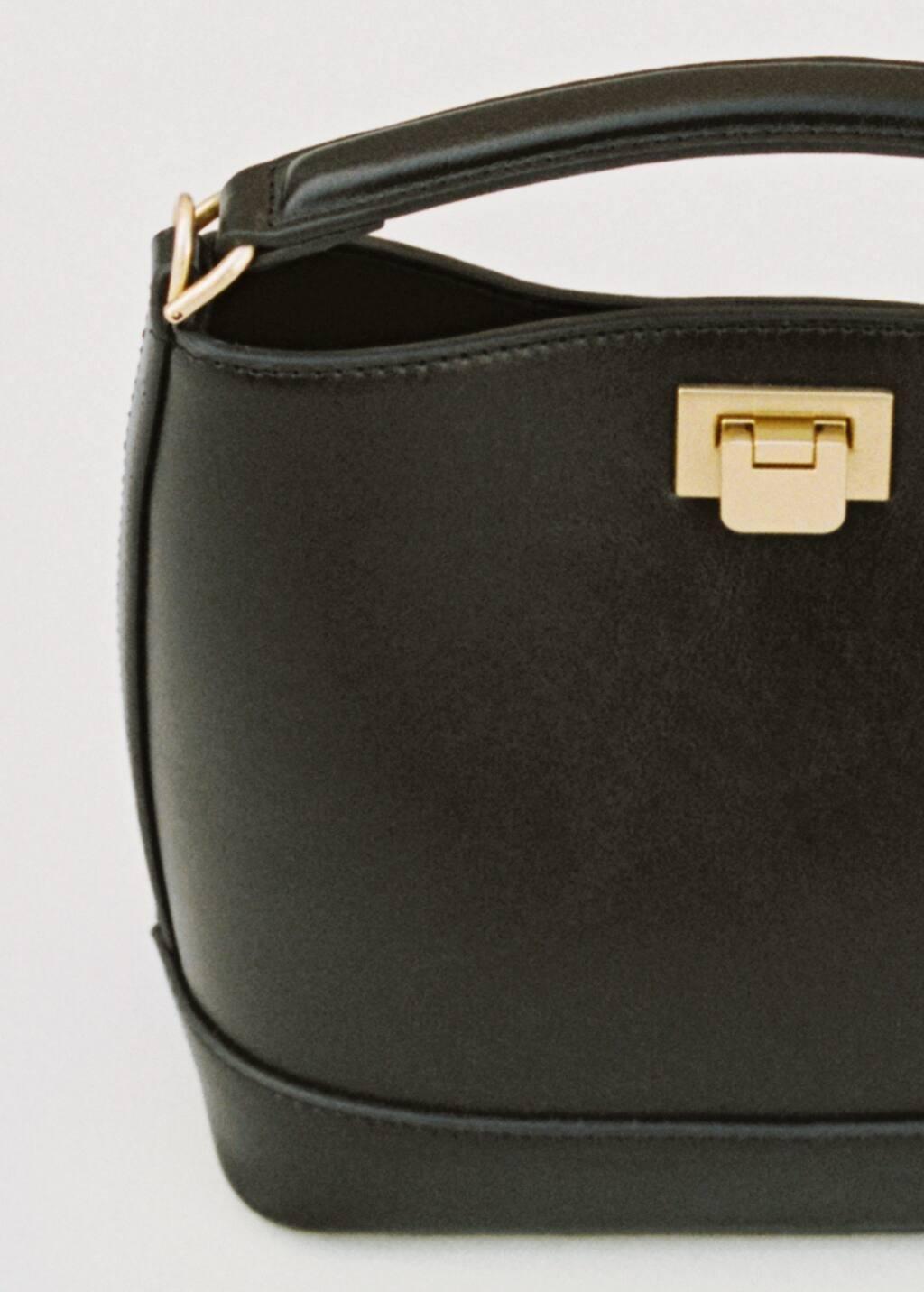 Black Mini Shopper Bag With Metallic Detail, 0201_99, large image number 8