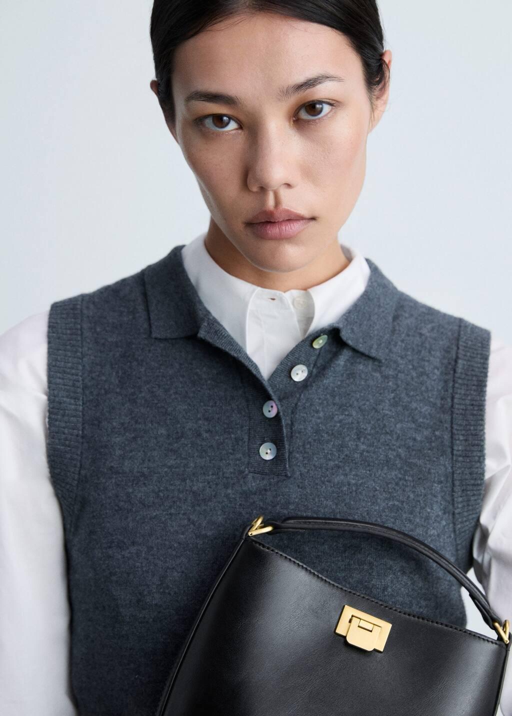 Black Mini Shopper Bag With Metallic Detail, 0201_99, large image number 9