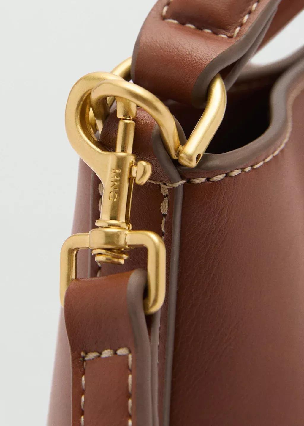 Brown Mini Shopper Bag With Metallic Detail, Medium Brown, large image number 5