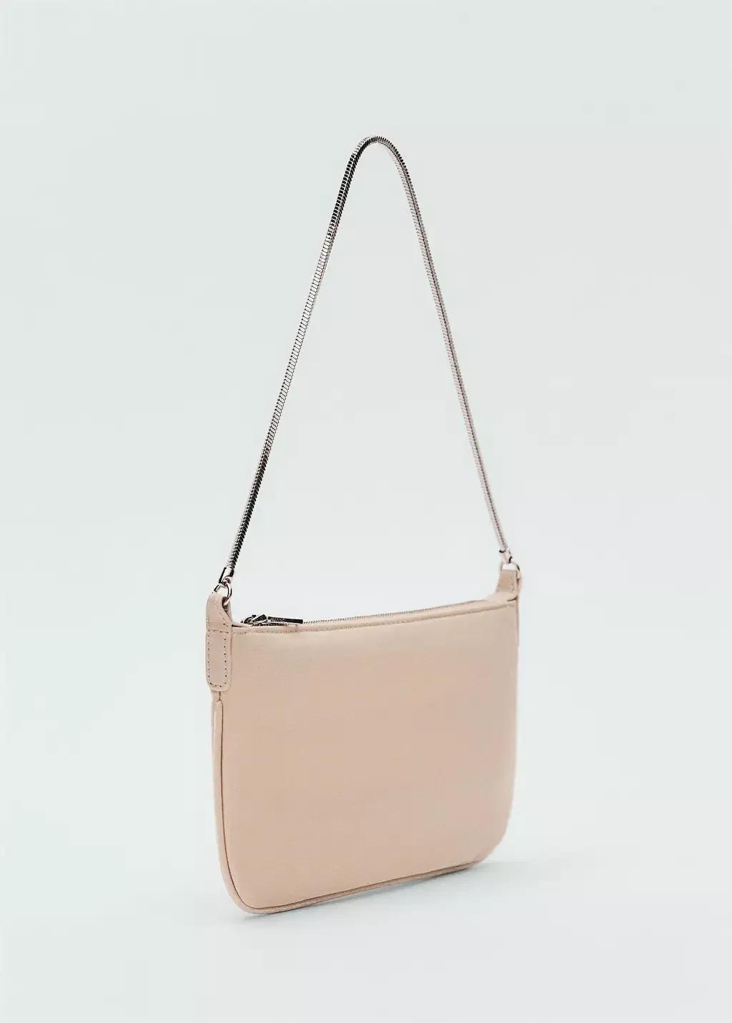 Beige Shiny Finish Chain Bag, Light Beige, large image number 0