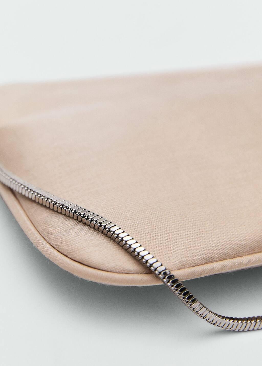 Beige Shiny Finish Chain Bag, Light Beige, large image number 1