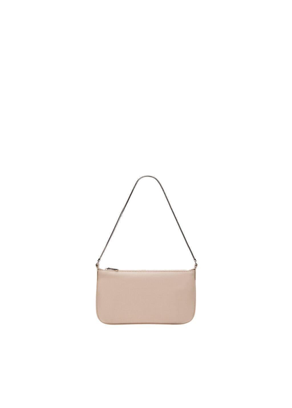 Beige Shiny Finish Chain Bag, Light Beige, large image number 2