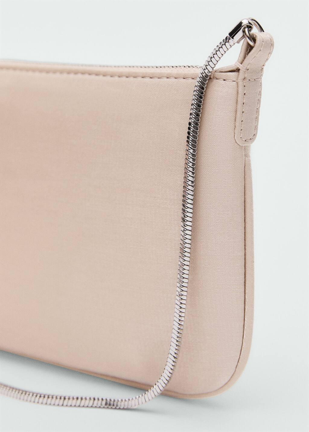 Beige Shiny Finish Chain Bag, Light Beige, large image number 3