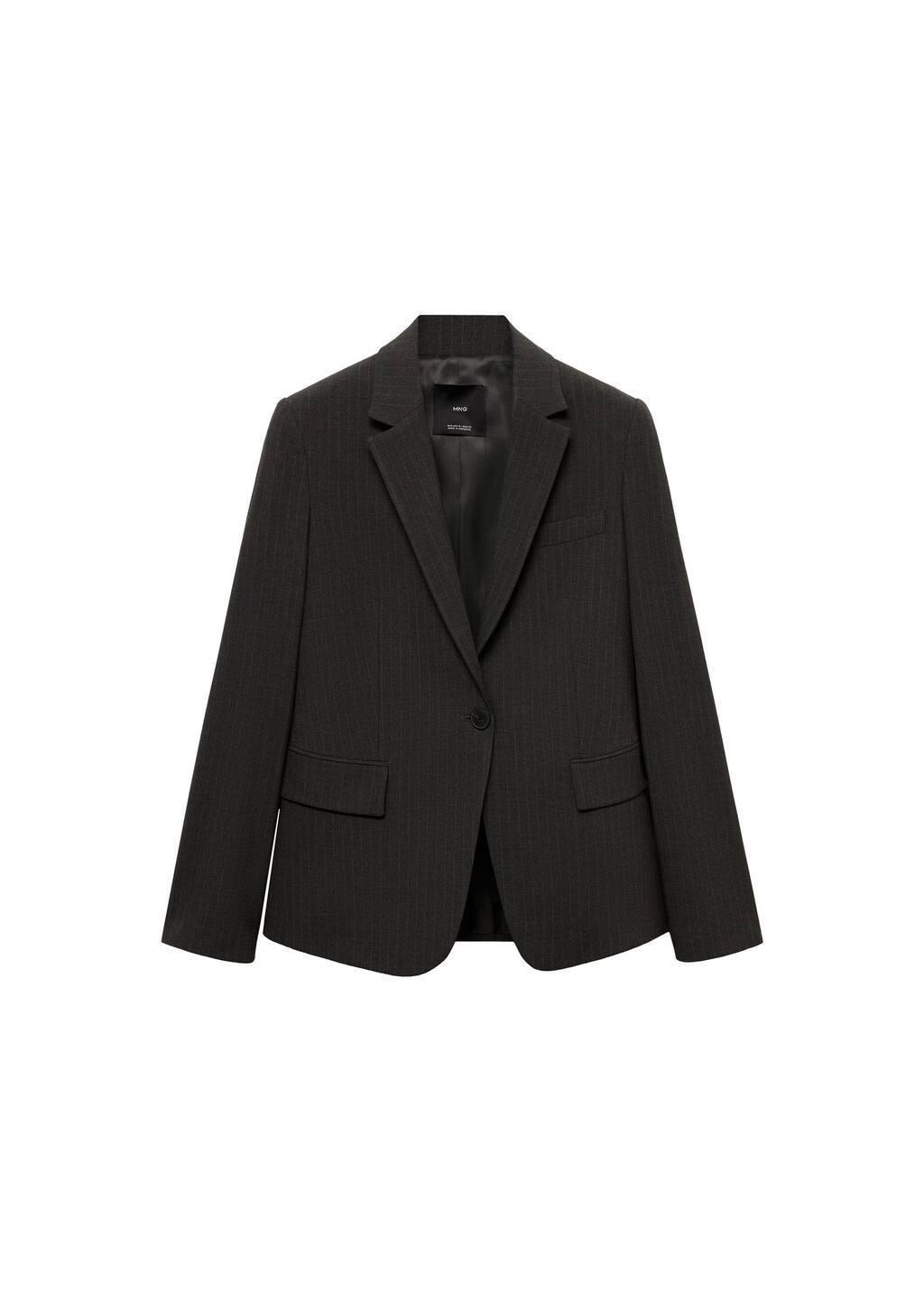Grey Pinstripe Suit Blazer, , large image number 2