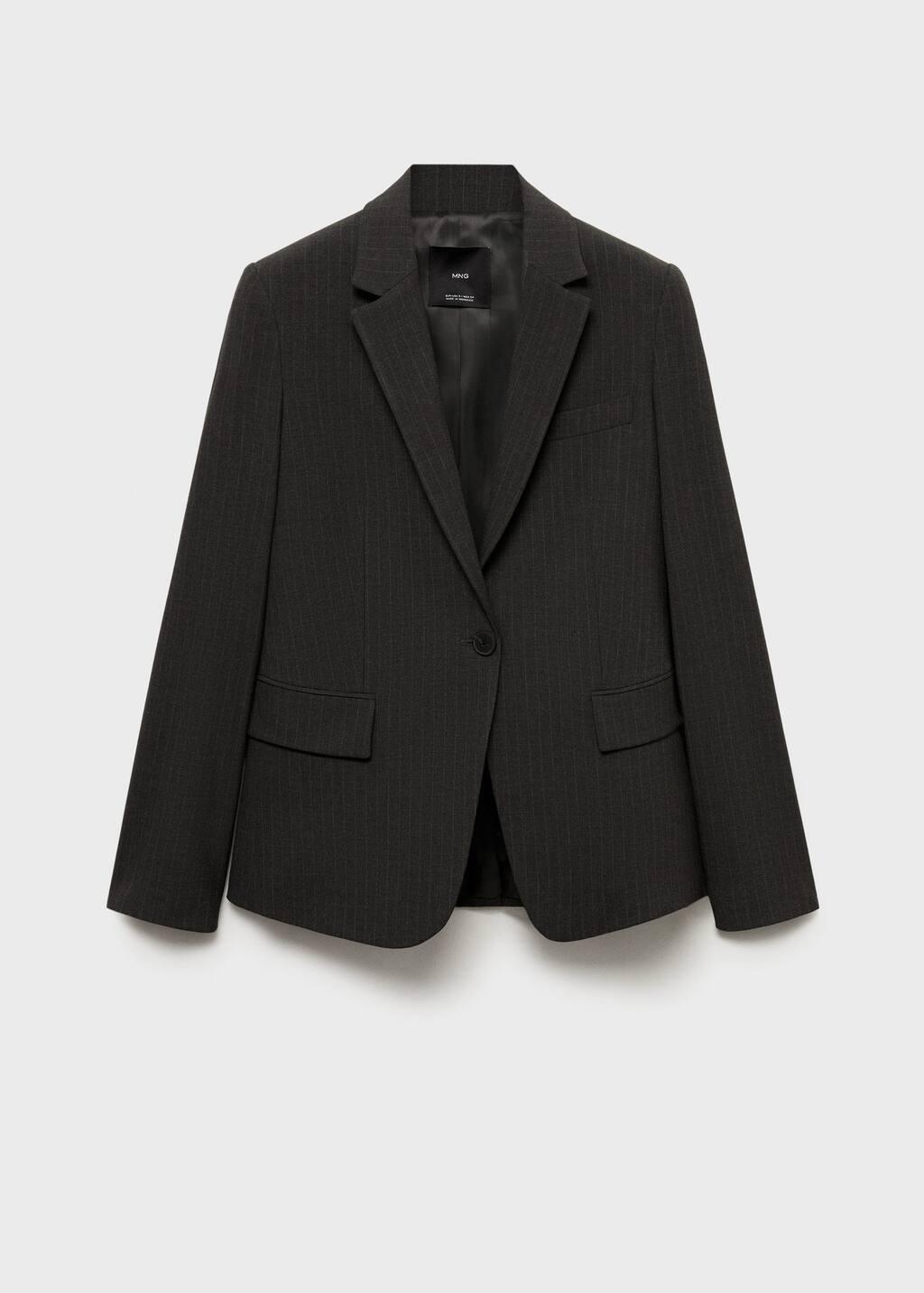 Grey Pinstripe Suit Blazer, , large image number 4