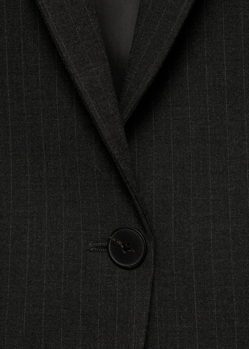 Grey Pinstripe Suit Blazer, , large image number 6