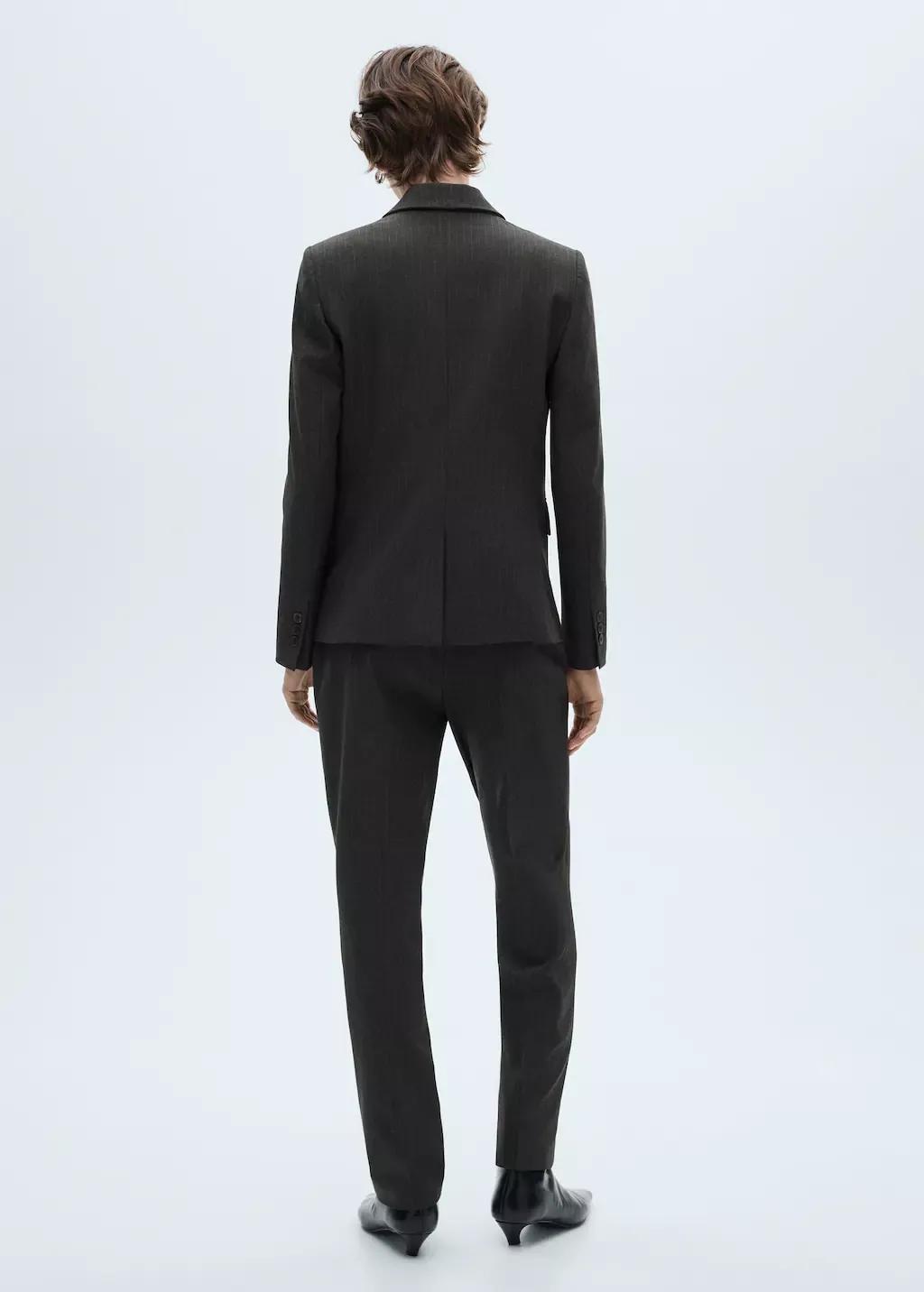 Grey Pinstripe Suit Blazer, , large image number 7