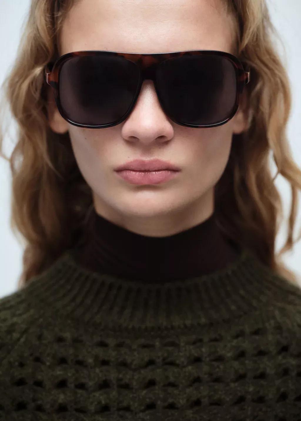 Khaki Openwork Knit Sweater, , large image number 1