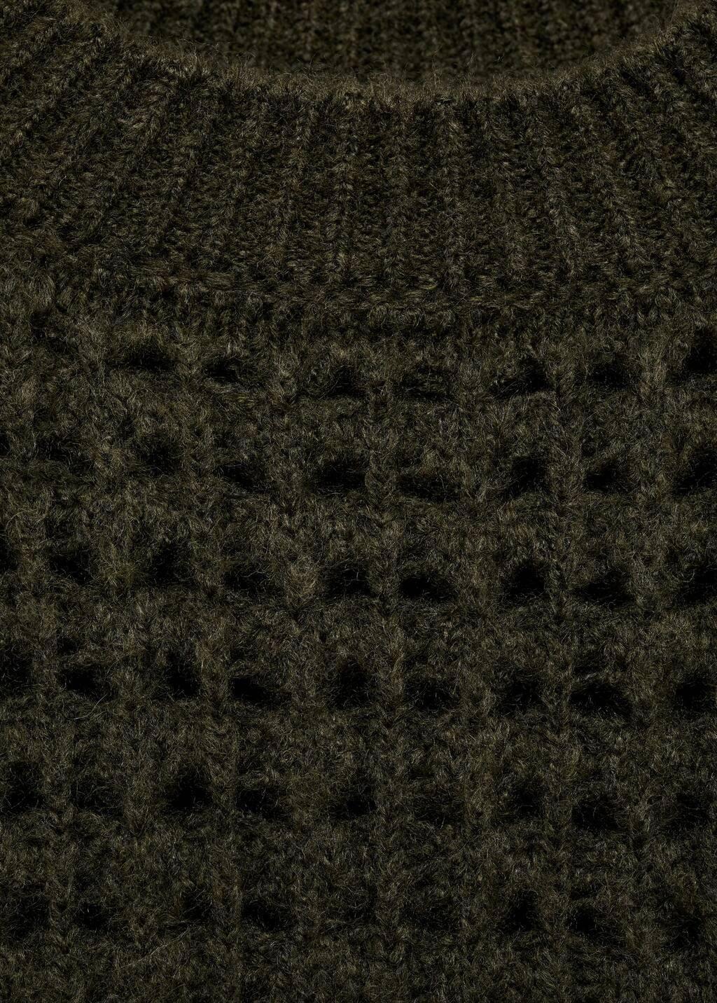 Khaki Openwork Knit Sweater, , large image number 3