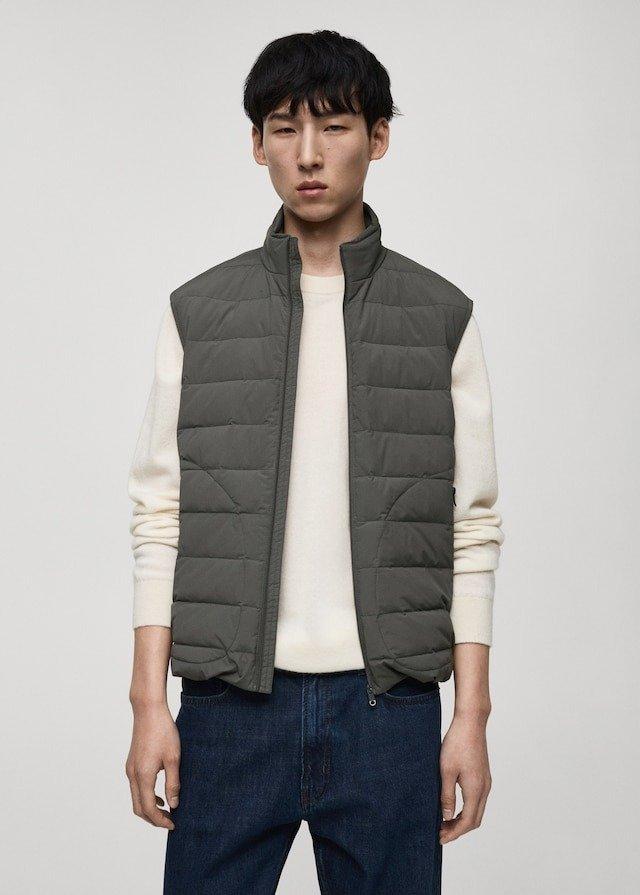 Grey Quilted Vest With Down And Feather Filling, , large image number 0