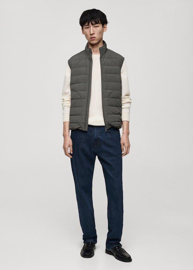Grey Quilted Vest With Down And Feather Filling, , large image number 1