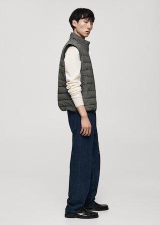 Grey Quilted Vest With Down And Feather Filling, , large image number 4
