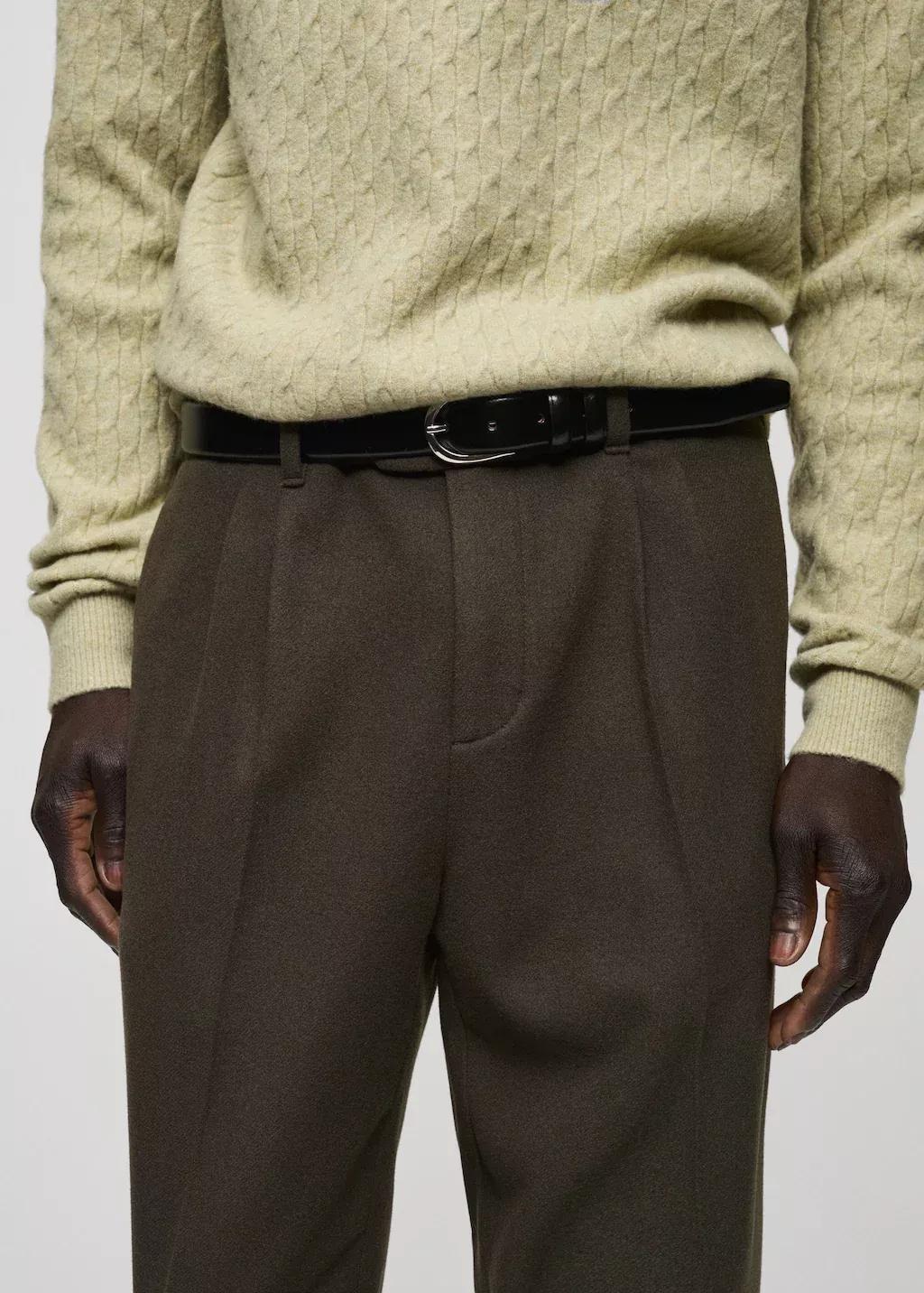 BEIGE - KHAKI Wool flannel trousers with pleats, , large image number 1