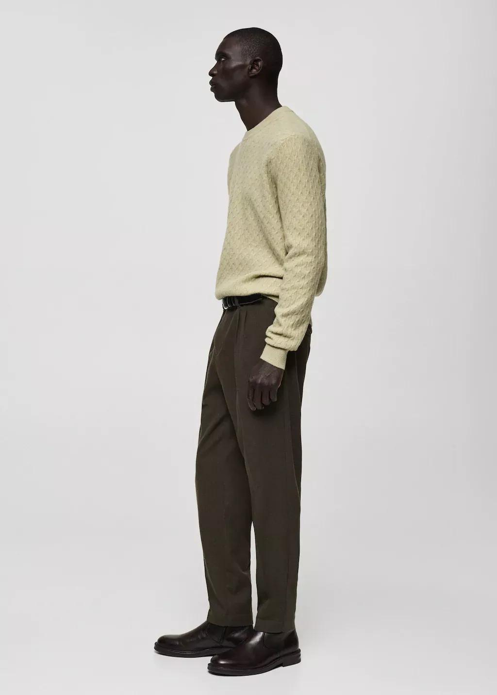 BEIGE - KHAKI Wool flannel trousers with pleats, , large image number 3