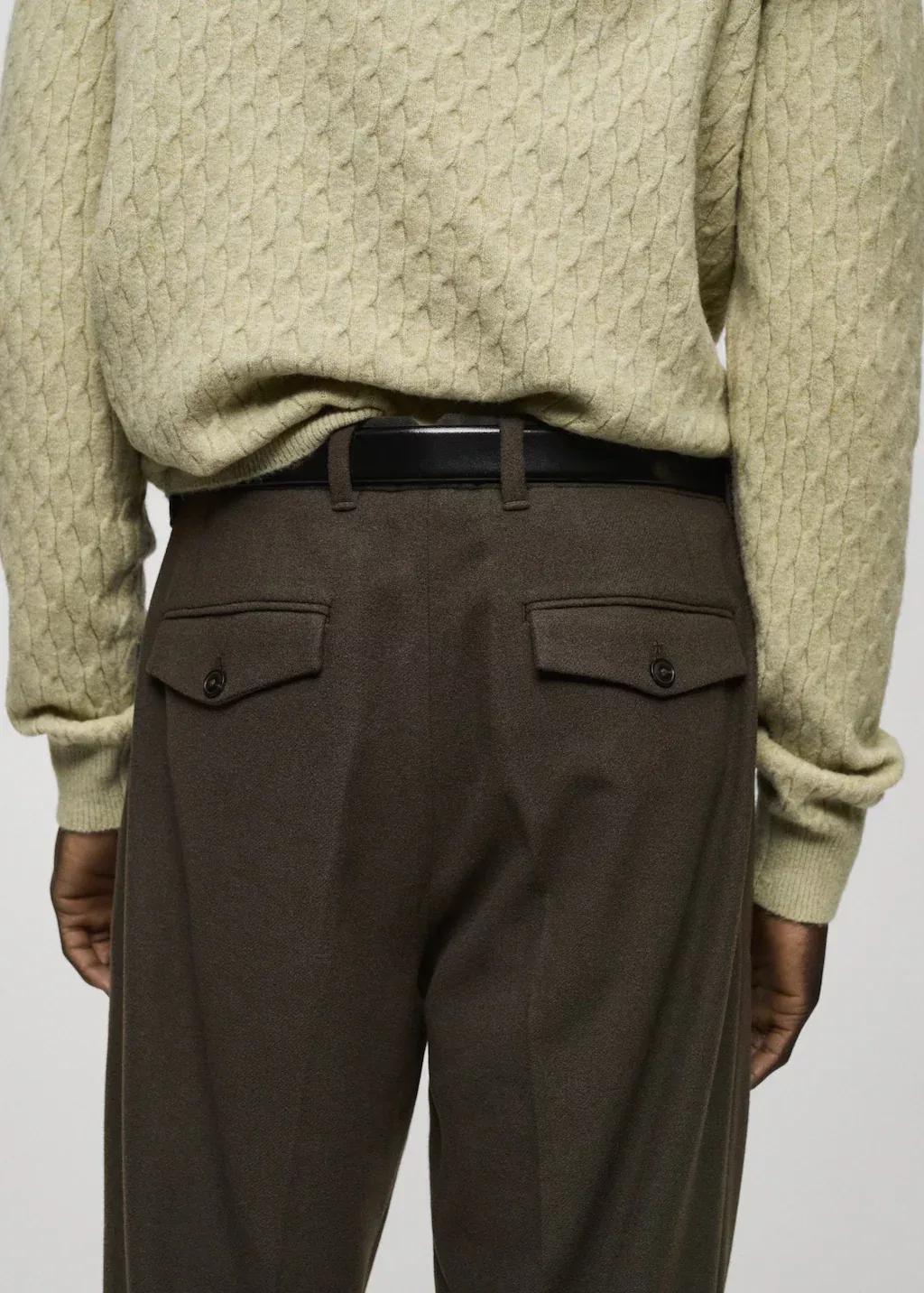 BEIGE - KHAKI Wool flannel trousers with pleats, , large image number 6