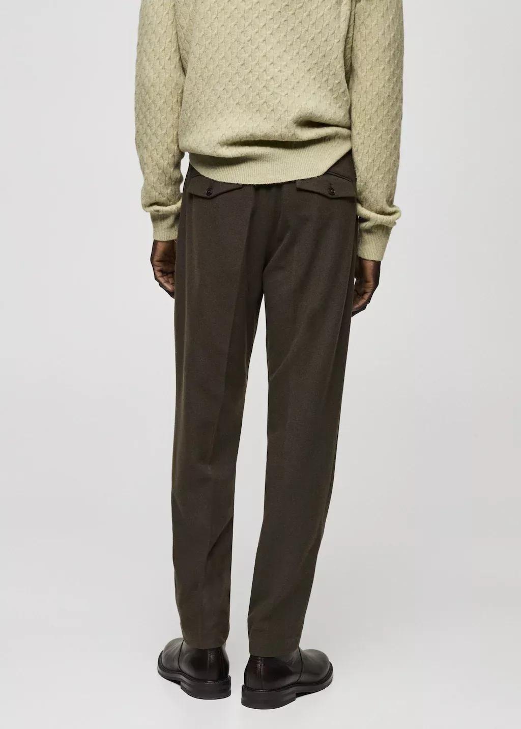 BEIGE - KHAKI Wool flannel trousers with pleats, , large image number 8