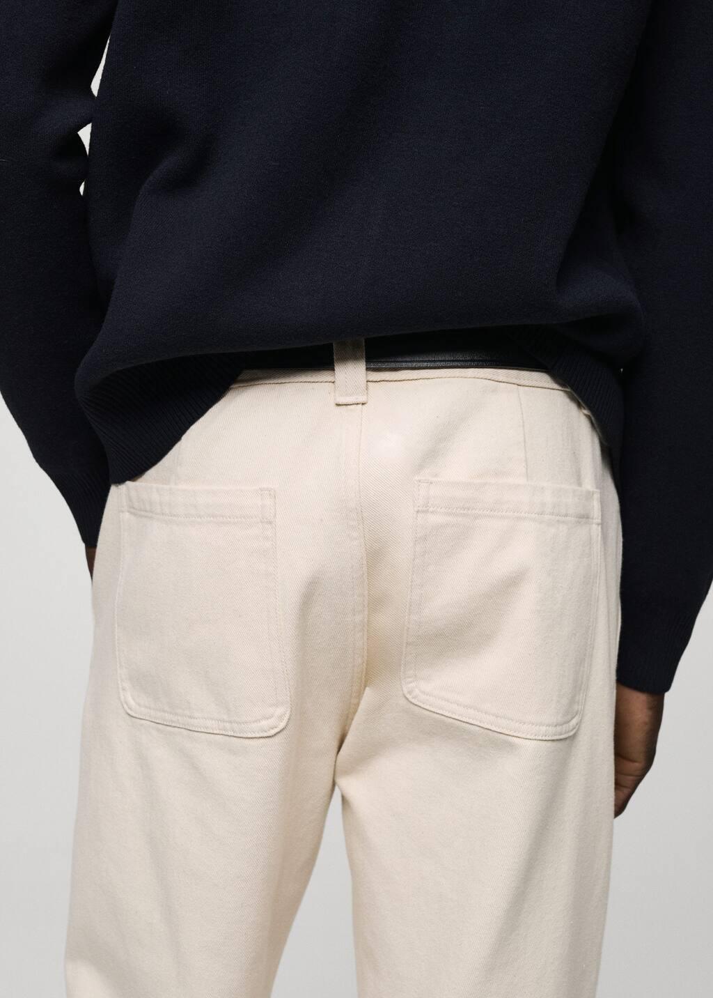 White Regular Fit Cotton Jeans, , large image number 5