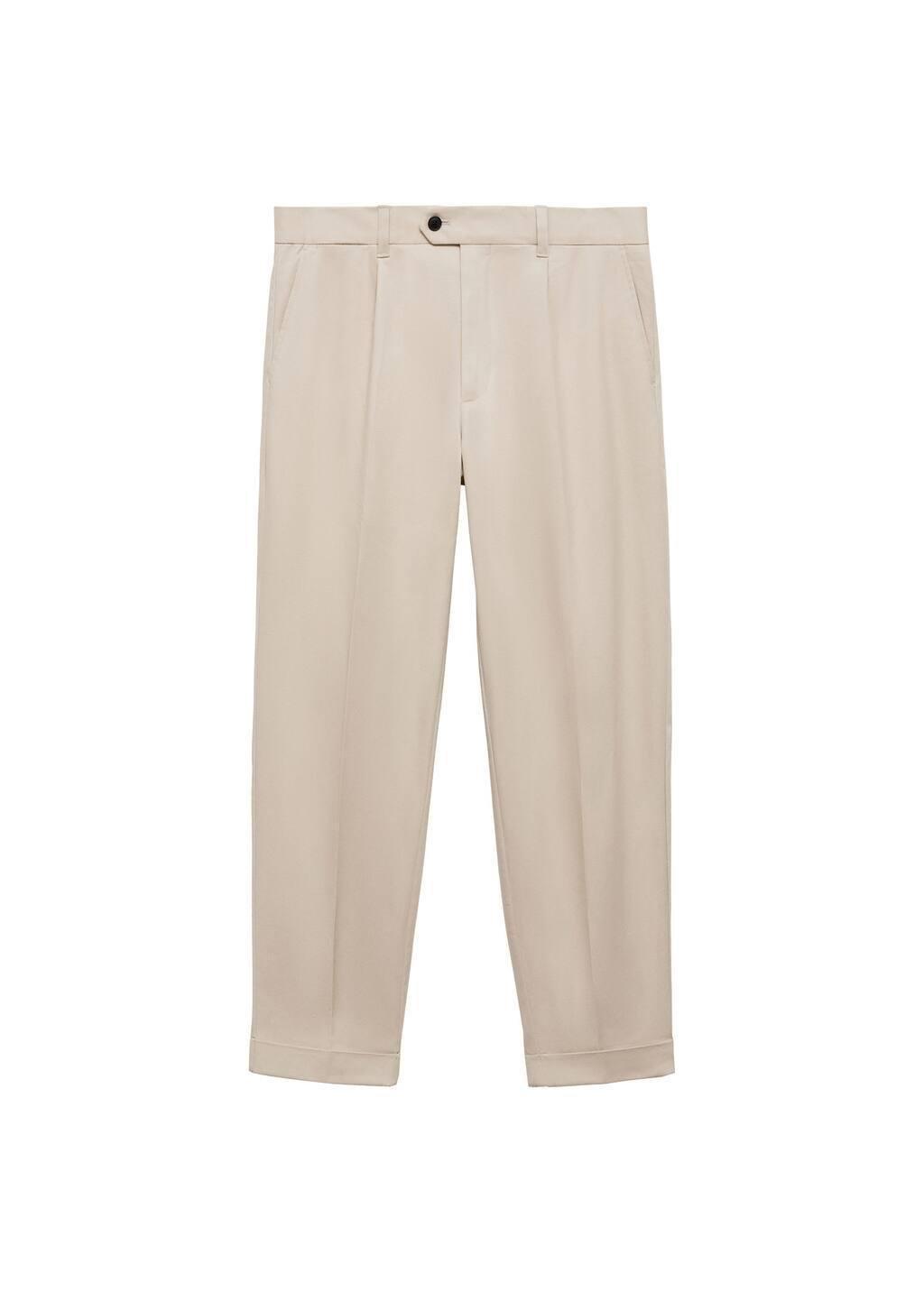 Beige Cotton Pants With Turn-Up Hem, , large image number 3