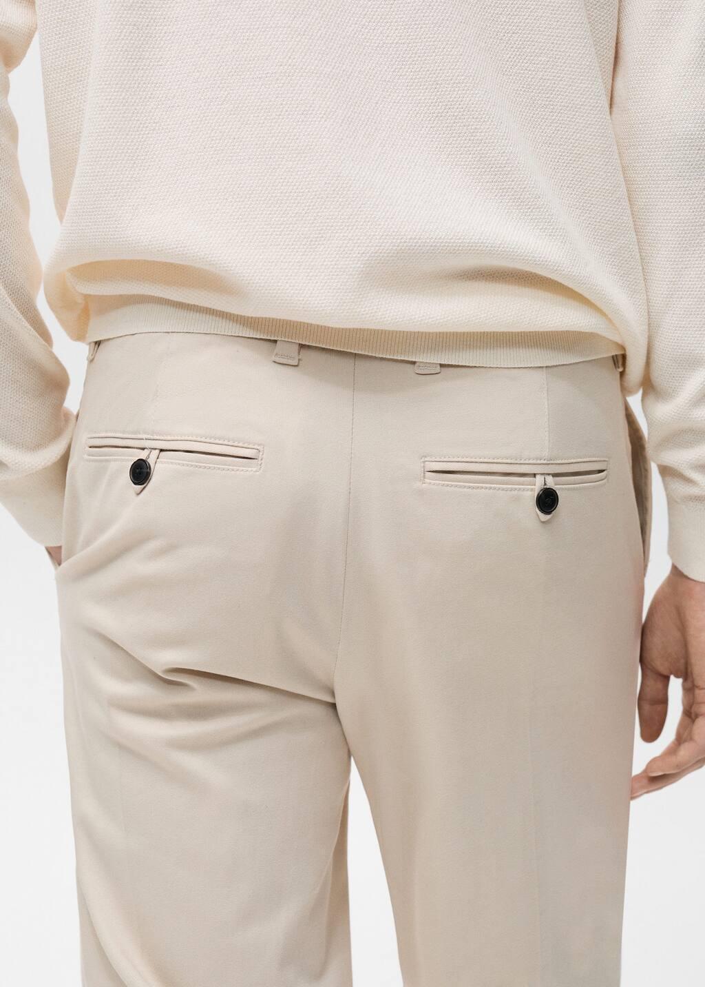 Beige Cotton Pants With Turn-Up Hem, , large image number 6