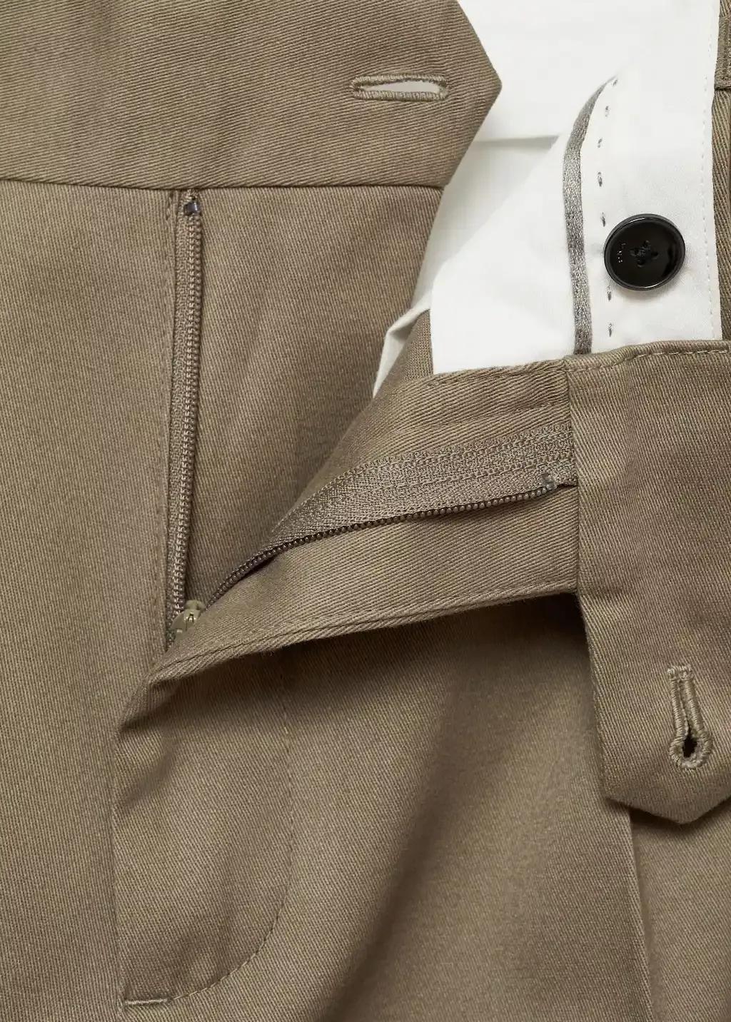 Khaki Cotton Pants With Turn-Up Hem, , large image number 2