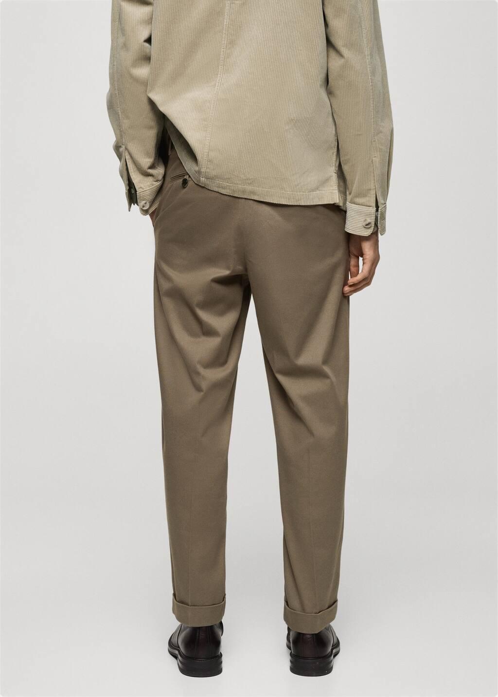 Khaki Cotton Pants With Turn-Up Hem, , large image number 8