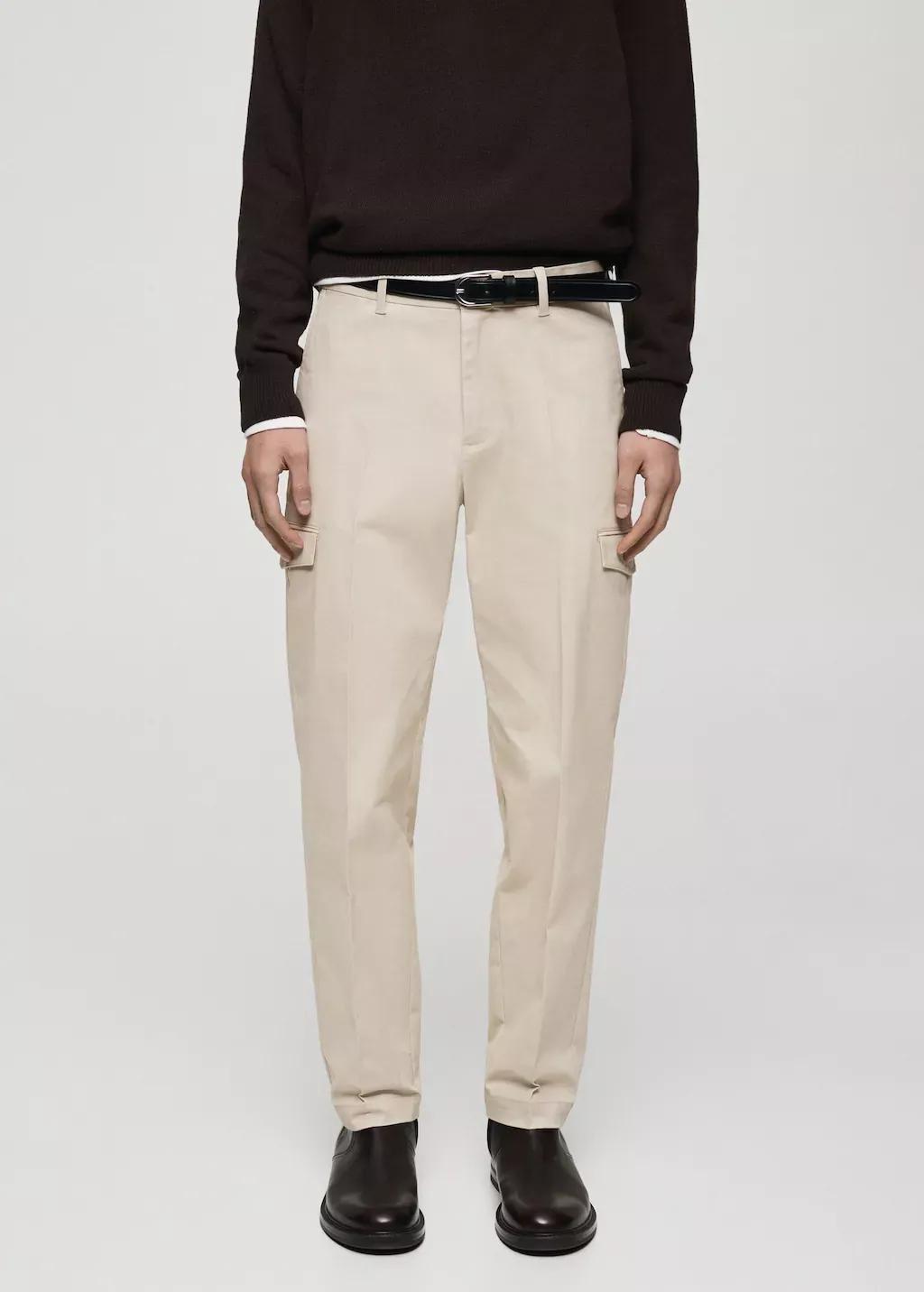 Grey Lt Pastel Cotton Blend Cargo Pants, , large image number 0