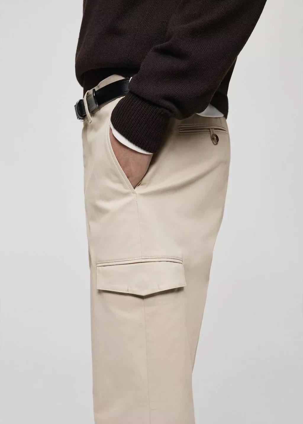 Grey Lt Pastel Cotton Blend Cargo Pants, , large image number 1