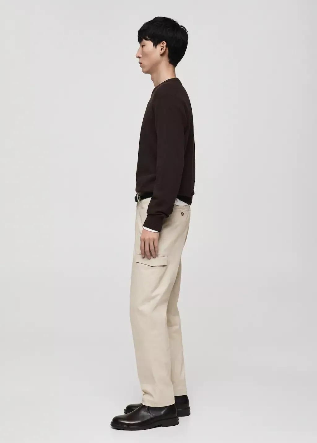 Grey Lt Pastel Cotton Blend Cargo Pants, , large image number 3