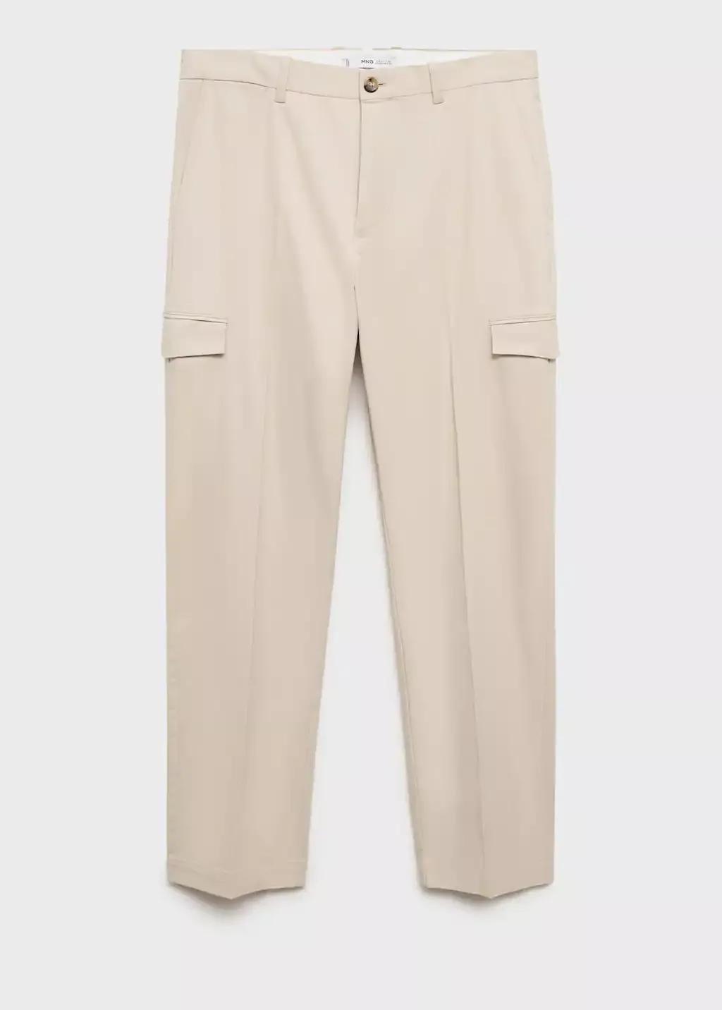 Grey Lt Pastel Cotton Blend Cargo Pants, , large image number 4