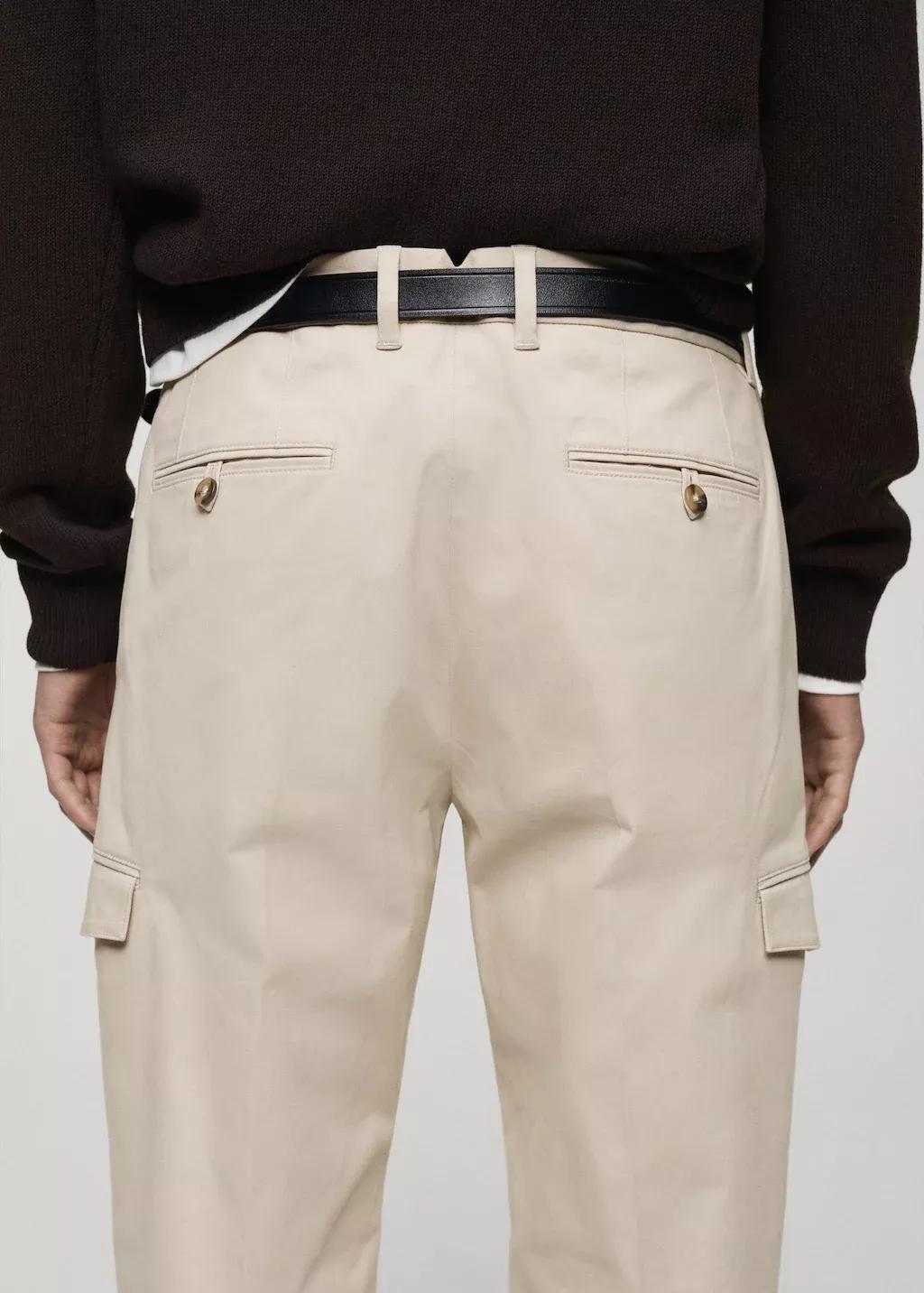 Grey Lt Pastel Cotton Blend Cargo Pants, , large image number 5