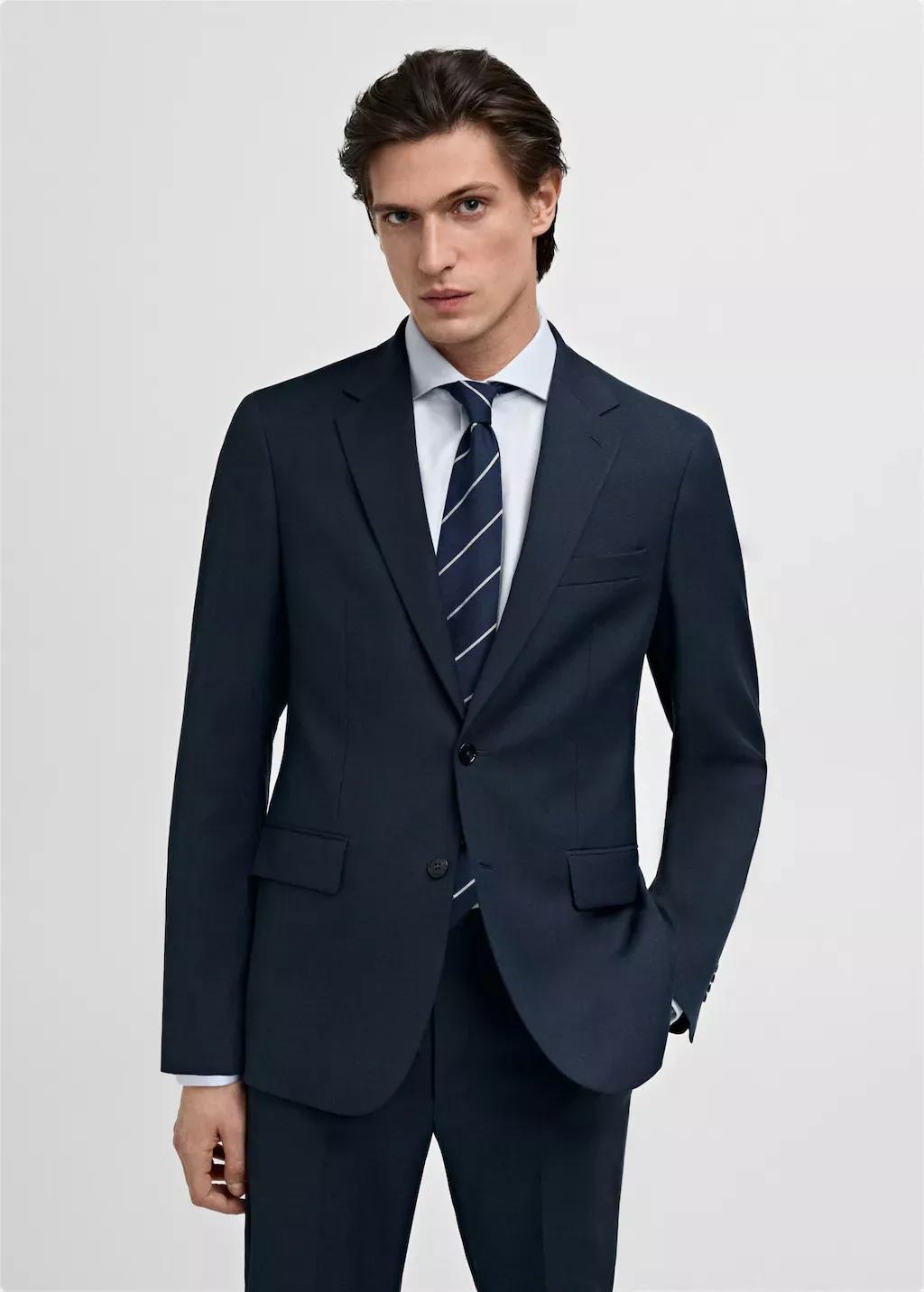 Navy Plain Suit Blazer, , large image number 0