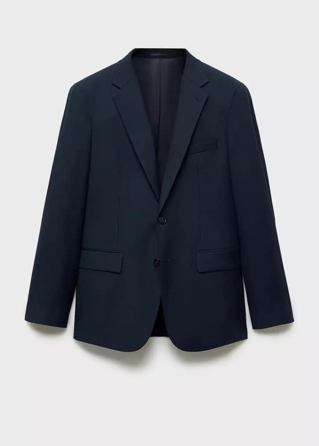 Navy Plain Suit Blazer, , large image number 4