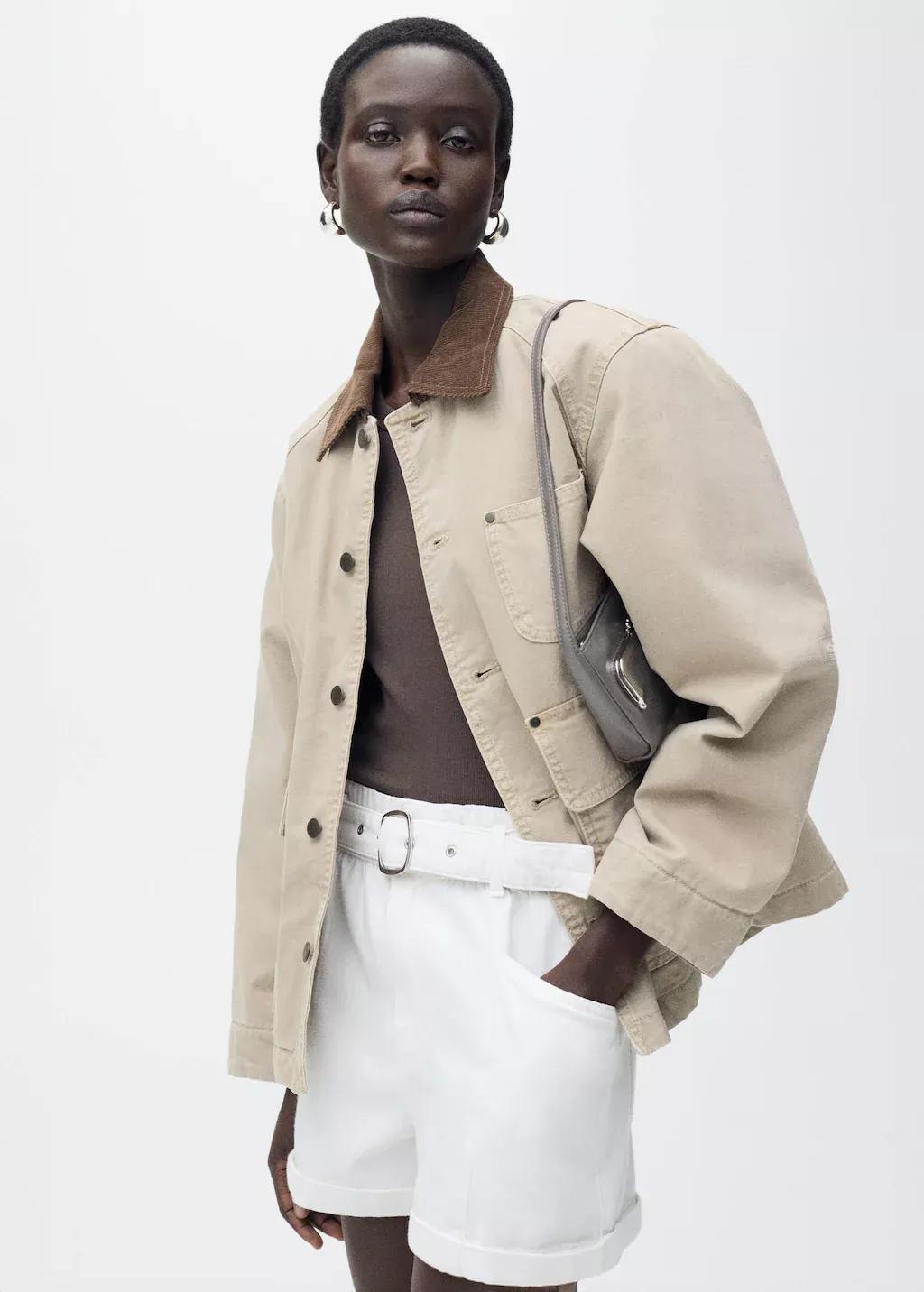 White Paperbag Shorts With Belted Hem, , large image number 2
