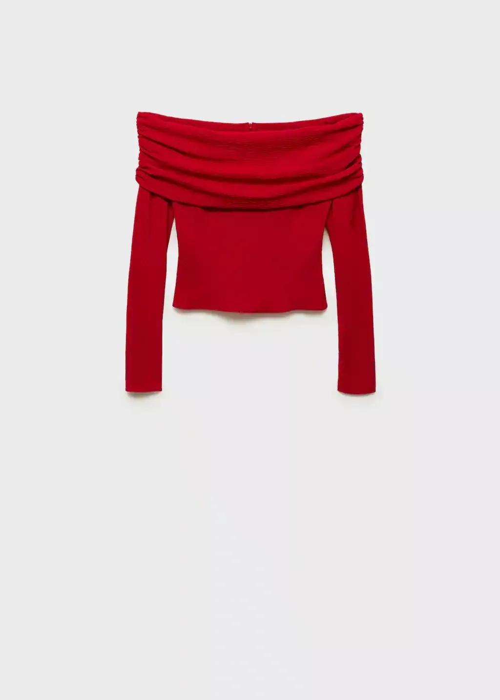RED Off shoulders blouse, , large image number 4